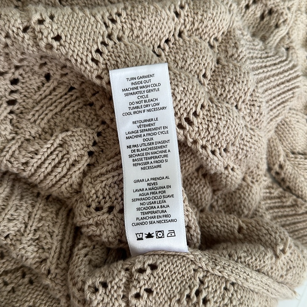 Splendid Beige Knit Short Sleeve Sweater size Large - Picture 7 of 7